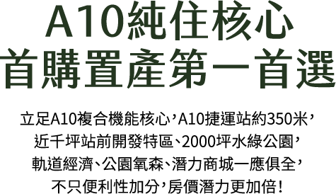 A10純住核心，首購置產第一首選...