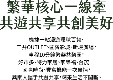 繁華核心一線牽，共遊共享共創美好...